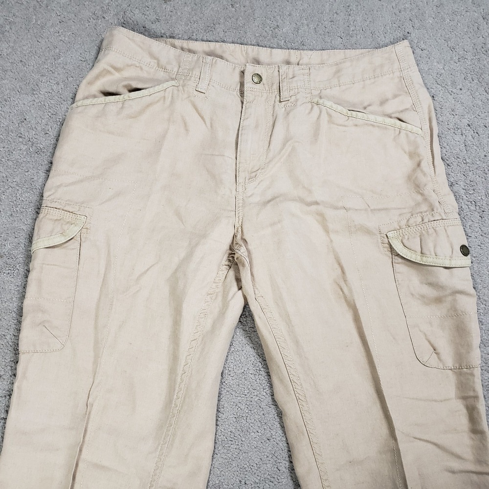LL Bean Womens 14 Linen Blend Favorite Fit Cargo Pants Straight Leg 35" x 30" - Picture 4 of 10